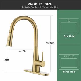 img 3 attached to Tohlar Gold Kitchen Faucet, Kitchen Faucets With Pull Down Sprayer, Stainless Steel Single Handle Kitchen Faucet Fit For 1 Or 3 Holes Kitchen Sink Faucet Gold Faucet For Kitchen Brushed Gold