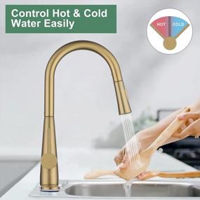 img 1 attached to Tohlar Gold Kitchen Faucet, Kitchen Faucets With Pull Down Sprayer, Stainless Steel Single Handle Kitchen Faucet Fit For 1 Or 3 Holes Kitchen Sink Faucet Gold Faucet For Kitchen Brushed Gold