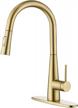 tohlar gold kitchen faucet, kitchen faucets with pull down sprayer, stainless steel single handle kitchen faucet fit for 1 or 3 holes kitchen sink faucet gold faucet for kitchen brushed gold logo