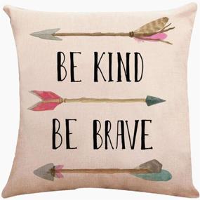 img 2 attached to Set Of 4 Outdoor Cotton Linen Throw Pillow Covers 18X18 Inch With Blessed Words Wild & Free Follow Your Dreams Boho Arrow Decor For Home Couch Sofa Deocr