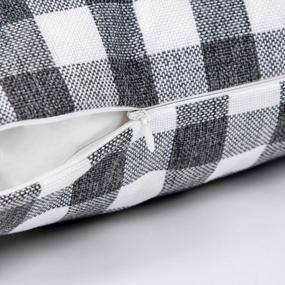 img 2 attached to 2-Pack Grey & White Checker Plaid Gingham Throw Pillow Covers - Farmhouse Classic Rustic Decor For 18X18 Inch Cushions