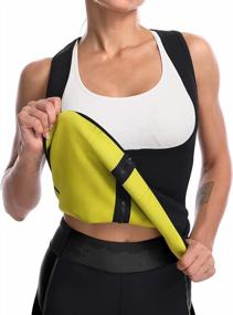 img 4 attached to GOWHODS Women Waist Trainer Neoprene Slimming Vest Zipper Sweat Sauna Tank Top Body Shaper Shirt