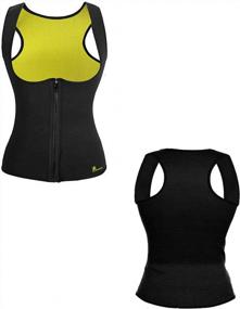 img 3 attached to GOWHODS Women Waist Trainer Neoprene Slimming Vest Zipper Sweat Sauna Tank Top Body Shaper Shirt