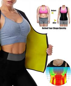 img 1 attached to GOWHODS Women Waist Trainer Neoprene Slimming Vest Zipper Sweat Sauna Tank Top Body Shaper Shirt