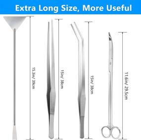 img 3 attached to 🐠 15-inch Liveek Aquarium Aquascape Tools Kit - 4-in-1 Stainless Steel Silver Tweezers, Scissors, Spatula for Anti-Rust Aquatic Plant Handling, Fish Tank Cleaning and Aquascape - Complete Set