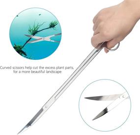 img 1 attached to 🐠 15-inch Liveek Aquarium Aquascape Tools Kit - 4-in-1 Stainless Steel Silver Tweezers, Scissors, Spatula for Anti-Rust Aquatic Plant Handling, Fish Tank Cleaning and Aquascape - Complete Set