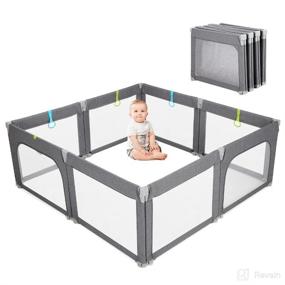 img 4 attached to Portable Kids Safety Play Center for Home - Indoor Fence Anti-Fall Playpen, Extra Large Playard for Babies - Anti-Fall Playpen