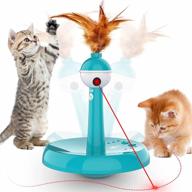 лазерные игрушки для кошек, интерактивные игрушки для кошек 3 в 1, лазерные и перьевые игрушки для домашних кошек, котят, домашних животных, перезаряжаемая автоматическая игрушка для кошек с лазером, 3 режима скорости, 3 настройки таймера логотип