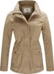 wenven women's casual military jacket cotton stand collar utility anorak coat logo