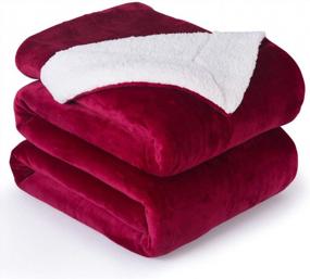img 4 attached to NANPIPER Bed Blanket Reversible Sherpa Flannel Blanket Super Soft Fuzzy Plush Fleece Microfiber (90"X90" Wine Red) Queen