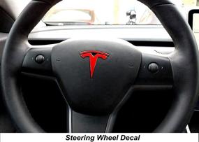 img 1 attached to Gloss Red Tesla Model 3 Logo Decal Wrap Set - 11 Pieces