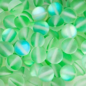 img 4 attached to 100Pcs 8Mm Green Matte Crystal Glass Beads For Jewelry Making Crafts DIY - Houlife Aurora Mermaid Round Beads With Hole