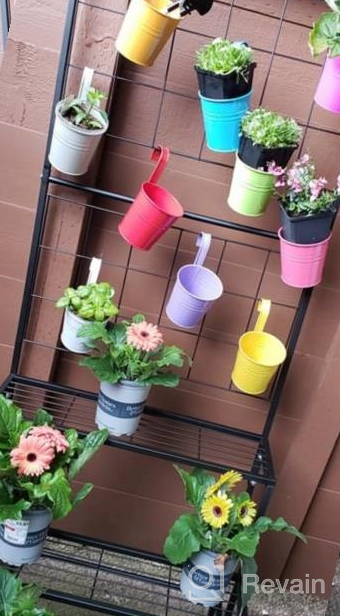 img 1 attached to 3-Tier Metal Hanging Plant Stand Planter Shelves Flower Pot Organizer Rack Display Holder Shelf Indoor Outdoor Heavy Duty Planter Shelving Unit With Grid Panel review by Steve Stone