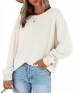 ferrtye women's long sleeve lightweight drop shoulder loose fit casual knit pullover sweater logo