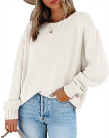 img 4 attached to Ferrtye Women'S Long Sleeve Lightweight Drop Shoulder Loose Fit Casual Knit Pullover Sweater