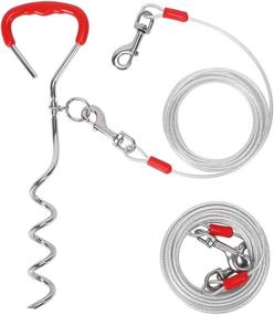 img 4 attached to 🐾 30 Ft and 15 Ft Dog Tie Out Cables and Stake Set - Heavy-Duty Leashes for Medium to Large Dogs Up to 125 lbs, 16 Inches Spiral Anchor Stake for Outdoor Activities, Camping, and Garden Use