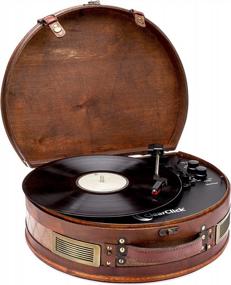 img 4 attached to Retro-Styled Wooden Suitcase Turntable With Bluetooth And USB - ClearClick'S Vintage Classic