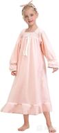 pufsunjj girls princess nightgown, winter long sleeve flannel nightdress pajamas dress for kids ages 3-12 years logo