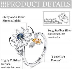 img 2 attached to 925 Sterling Silver Anxiety Ring For Women: LOLIAS Fidget Rings, Star Sunflower You Are My Sunshine Promise Jewelry