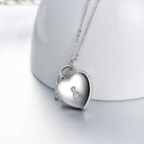 img 3 attached to Sterling Silver Heart Locket Necklace With Pictures Lock And Key Pendant For Women Mom