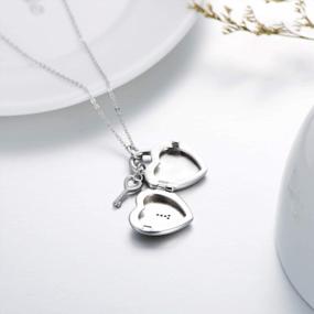 img 2 attached to Sterling Silver Heart Locket Necklace With Pictures Lock And Key Pendant For Women Mom