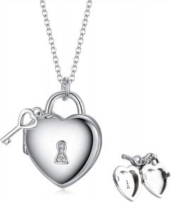 img 4 attached to Sterling Silver Heart Locket Necklace With Pictures Lock And Key Pendant For Women Mom