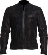 mens leather cafe racer motorcycle biker jacket - vintage outerwear collection logo