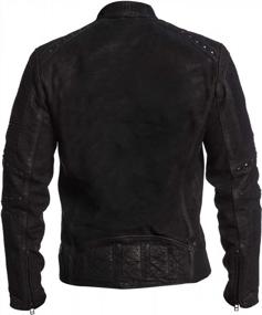 img 2 attached to Mens Leather Cafe Racer Motorcycle Biker Jacket - Vintage Outerwear Collection