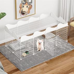 img 1 attached to 🏞️ Eiiel Pet Playpen: Small Animal Exercise Pen Yard Kennel for Dog, Puppy, Rabbit, Guinea Pigs, Turtle, Hamster, Ferret - Indoor Portable Metal Wire Fence with 12 Panels