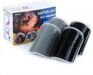 🐱 cat self groomer 4-pack with catnip pouch – corner massage comb & brush for kitten and puppy – 2 black/2 grey logo