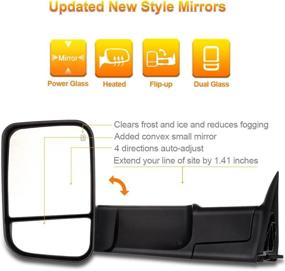 img 2 attached to SCITOO Towing Mirrors: Upgraded Exterior Mirrors for Dodge Ram 1998-2002 1500, 2500, and 3500 Models | Power Controlling, Heated, Manual Flipping, Telescoping Design