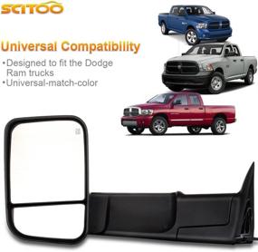 img 3 attached to SCITOO Towing Mirrors: Upgraded Exterior Mirrors for Dodge Ram 1998-2002 1500, 2500, and 3500 Models | Power Controlling, Heated, Manual Flipping, Telescoping Design