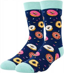 img 3 attached to HAPPYPOP Мужские носки с забавными пончиками, носки с маринованным тортом и бургером, подарки с пончиками, носки с новаторской едой