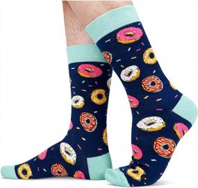 img 2 attached to HAPPYPOP Мужские носки с забавными пончиками, носки с маринованным тортом и бургером, подарки с пончиками, носки с новаторской едой