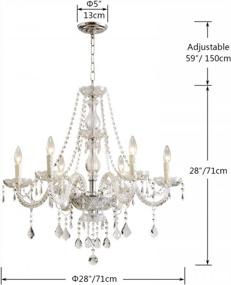 img 3 attached to Saint Mossi Chandelier Modern K9 Crystal Chandelier Lighting, Clear Crystal Ceiling Light Fixture Pendant Lamp For Dining Room Bathroom Bedroom Livingroom With 6-Light