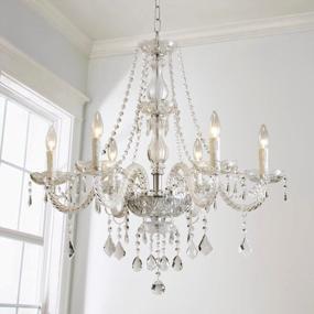 img 4 attached to Saint Mossi Chandelier Modern K9 Crystal Chandelier Lighting, Clear Crystal Ceiling Light Fixture Pendant Lamp For Dining Room Bathroom Bedroom Livingroom With 6-Light