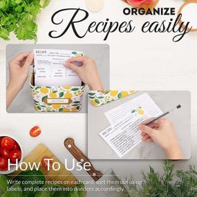 img 1 attached to Стильно организуйте рецепты с помощью Lemon Recipe Box — 60 карточек, 15 разделителей и деревянный держатель!
