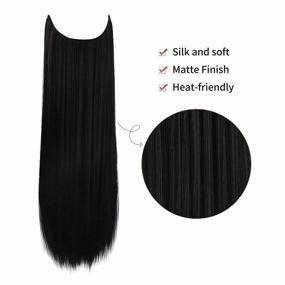 img 3 attached to Invisible REECHO Wire Hair Extensions: Secure, Adjustable, Removable, And Natural Black – Perfect For Women