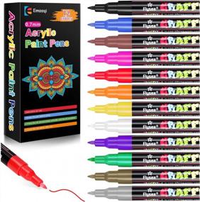 img 4 attached to Emooqi Acrylic Paint Pens: 12 Vibrant Colors With 0.7Mm Extra Fine Tip, Water Based, Quick-Dry Markers For Glass, Stone, Wood, Fabric, Metal, Ceramic, And Rock