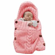 xmwealthy newborn baby wrap swaddle blanket: cozy knit sleeping bag for baby (light pink, 0-6 months) logo