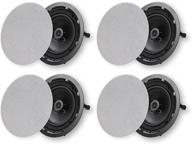 pack of 4 micca 8 inch round 2-way ceiling or wall speakers with low profile design, ideal for indoor rooms or covered outdoor porches, white, paintable finish and 9.75" cutout diameter logo