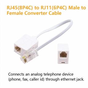 img 2 attached to Uvital Ethernet To Telephone Converter Adapter, RJ45 8P4C Male To RJ11 6P4C Female Connector Cable For Home Or Office (White, 4 Pack)