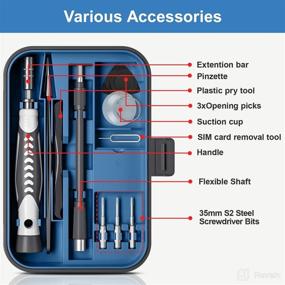 img 1 attached to 🔧 Набор отверток Kingsdun Precision: 130 в 1, набор инструментов для ремонта ноутбуков с 120 насадками и магнитными отвертками - идеально подходит для ПК, Xbox, телефонов, игровой консоли Switch и самостоятельного ремонта моделей автомобилей с радиоуправлением.