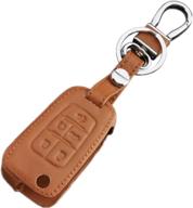 leather keyless entry remote control key fob cover case protector for cruze equinox impala malibu sonic gmc terrain buick encore lacrosse regal verano oht01060512 (brown) логотип