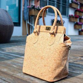 img 3 attached to Vegan And Stylish: Boshiho'S Natural Cork Tote For Women - A Top Handle Handbag Ideal For Crossbody And Satchel Use