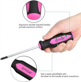 img 3 attached to Pink Magnetic Screwdriver Set - 6 Piece Ergonomic Handle, Rust Resistant Heavy Duty DIY Hand Tool Kit For Craftsman Repairing