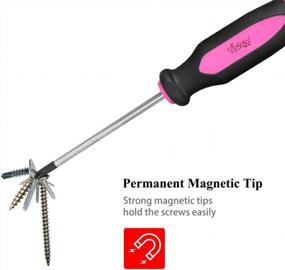 img 2 attached to Pink Magnetic Screwdriver Set - 6 Piece Ergonomic Handle, Rust Resistant Heavy Duty DIY Hand Tool Kit For Craftsman Repairing