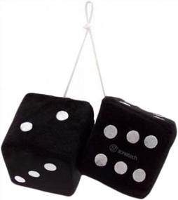 img 4 attached to Black Plush Car Hanging Fuzzy Dice - Zone Tech Decorative Mirror Dice Pair With White Dots, 3 Inches