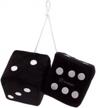 black plush car hanging fuzzy dice - zone tech decorative mirror dice pair with white dots, 3 inches logo