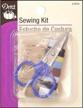 dritz travel scissors, pins, tape measure, needles, threader, thread, and buttons sewing kit, multicolor logo